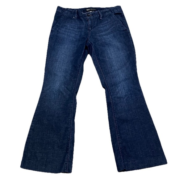 Mossimo Premium Y2k Vtg Flare Jeans Dark Low Rise Hippie Preppy Retro Boho 32x29 - Picture 1 of 8